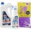 FEI FAN SET: Tanica Detergente VIA MUFFA Rh. 2L + Detergente Spray VIA MUFFA Rh. Sbianca e Igienizza Muri, Piastrelle, Fughe, etc. 750ml + Panno In Lattice SOFT, Formato 30x30