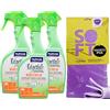 FEI FAN SET: 3xDetergente Spray Vegetale, Green Living MULTIUSO, Pulisce e Sgrassa. Ipoallergenico - Senza Profumo - Senza Nichel 500ml + Panno In Lattice SOFT, Formato 30x30