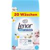 Lenor Detersivo in Polvere Sensitive, Formula Delicata con Fiori di Cotone e Tiare, 20 Lavaggi, 1200g, per Capi Sensibili