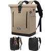 YOKGO Zaino Idrorepellente Rolltop per Uomo e Donna, Zaino per Laptop 17,3, Zaini Antifurto Espandibile 24-30L, Zaino da Viaggio per Università, Lavoro e Tempo Libero, Kaki