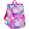 SJ GANG STYLE JAM GANG Zaino Scuola Estensibile SOFT POUCH GIRL, Multicolore, 24L, Zip Laterali, Applicazione morbido unicorno, Tasca frontale, Tasca portaborraccia, Scuola elementare, Bambina