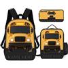 ASD Jewerly 3Pcs Set personalizzato ingegneria veicoli a tema zaino borsa regalo, nome personalizzato costruzione veicoli a tema escavatore camion stampa zaino casual laptop daypack borsa (style21)