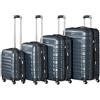 Zelsius Set di valigie 4 pezzi, antracite | Valigia rigida in ABS con chiusura a combinazione, 4 ruote e divisorio interno | Valigia a mano, set di valigie rigide 4 pezzi, trolley, valigia grande