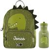 Upstitch Studio Trixie: Zaino e Borraccia per Bambini, Personalizzato per l'Asilo, con Chitarra, Come Set o Singolo, Dinosauro, Set: Rucksack BIG + Flasche