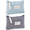 Qikuver Borsa Cosmetica in Tela, Qikuver 2 Pezzi Stampate Multifunzionale Trousse per Cosmetici Donna Sacchetti Portamonete Portatile da Borsa da Toilette da Viaggio con Cerniera per Cosmetici Carte Chiavi