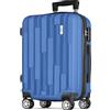 POSH Grande Valigia Rigida in ABS - Valigia da Viaggio con Serratura a Combinazione - Ruote a 360° a Rotazione Facile - Per Viaggi Brevi e Lunghi, Blu, Größe XL