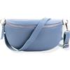 Blade Marsupio da donna in vera pelle, elegante marsupio, da donna, con 2 motivi e pelle staccabili e regolabili, tracolla da donna, tasca sul petto di alta qualità per donne, Jeans blu-1, L, Marsupio