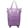 Generico Borsone Pieghevole Espandibile Con Ruote, Borsa Da Viaggio Impermeabile, 2 Ruote In Linea, 5 Scomparti, Design Scacchiera Violet