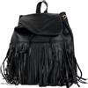Emila Zainetto con frange donna zaino ragazza vintage di ecopelle moda borsa da passeggio per uscire tempo libero casual semplice scuola Università viaggio gita primavera estate 2026 Black