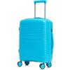 R.Leone Valigia da 1 Fino a Set 3 Bagaglio mano 55x40x20 Ryanair, Medio, Grande Ultra Strong Antiurto Resistente Trolley rigido leggero 8 ruote Polipropilene 6080 (Celeste, M Valigia Media)