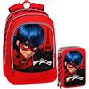 Franco Cosimo Panini Miraculous Lady Bug Schoolpack Zaino Organizzato 3 Cerniere + Astuccio 3 zip completo di cancelleria - scuola 2019-20