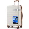 Shavont Valigia Media Rigida in ABS, Trolley Leggero con 4 Ruote Doppie 360° Silenziose, Serratura Integrata, Valigia da Viaggio 66x45x26,5 cm (66 cm, Bianco Crema)
