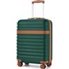 KONO Valigia Bagaglio a Mano Trolley Piccola Valige Rigida ABS+PC Hardshell Leggero Viaggio Cabina con 4 Ruote e TSA Lucchetto, Verde/Marrone