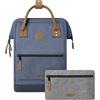 Cabaïa - Zaino Adventurer Paris - Medium 18L - Idrorepellente - scomparto per PC fino a 13″ - 2 tasche intercambiabili - Vegan certificato - Zaino da viaggio, lavoro e scuola - Blu