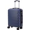 R.Leone Valigia da 1 Fino a Set 3 Bagaglio a mano 55x40x20 Ryanair, Medio, Grande Ultra Resistente Trolley rigido leggero 8 ruote in ABS 2220 (Blu, S Bagaglio a mano)