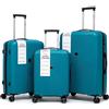 R.Leone Valigia da 1 Fino a Set 3 Bagaglio a mano 55x40x20 Ryanair, Medio, Grande Ultra Strong Antiurto Trolley leggero 8 ruote Polipropilene 9188 (Turchese Chiaro, Set 3 Pezzi S M L)