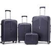 R.Leone Valigia da 1 pezzo Fino a Set 4 Trolley grande, medio, bagaglio a mano 55x40x20 Ryanair e beauty case Lucchetto TSA Polipropilene 8 Ruote Ultra Strong 6060 (Blu, Set 3 Pezzi S M L)