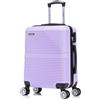 R.Leone Valigia da 1 Fino a Set 4 Trolley Rigido grande, medio, bagaglio a mano 55x40x23 cm Wizz, ITA Airways e bagaglio 45x36x20 cm EasyJet in ABS 8005 (Lilla, S Bagaglio 55x40x23cm)
