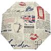 Vnurnrn Londra Continental Lippe Retro Note Ombrello Pieghevole Automatico Ombrelli Antivento Protezione UV da Viaggio per Bambini Ragazzi Ragazze