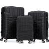 R.Leone Valigia da 1 Fino a Set 3 Bagaglio a mano 55x40x20 Ryanair Vueling adatto Iberia Wizzair EasyJet, Medio, Grande 4 Ruote ABS 6112 (Nero, Set 3 Pezzi - S, M, L)