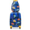 COSTWAY Set di Valigia per Bambini, 16 Valigia+ 12 Zaino, 2 Pezzi, con Ruote Girevoli a 360° e Maniglia Retrattile, Ideale per Viaggiare in Modo Comodo e Divertente (Modello 19)