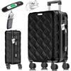 KESSER Valigia da viaggio in ABS rigida con serratura a combinazione, bilancia e portafoglio da viaggio con ruote a 360°, valigetta per business e viaggio, Nero , 55cm - 55L, Classico