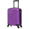 R.Leone Valigia da 1 Fino a Set 4 Trolley Rigido grande, medio, bagaglio a mano e bagaglio EasyJet 45X36X20cm 4 ruote in ABS 9002 (Viola, XS Bagaglio EasyJet)