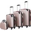 Monzana Set Valigie Rigide 4pz con Beauty Case incl. Lucchetto Organizer Bilancia Trolley Bagaglio Rosa