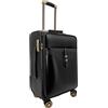R.Leone Valigia da 1 pezzo Fino a Set 3 Trolley Espandibile grande, medio e bagaglio a mano 4 ruote in ecopelle 101 (Coccodrillo Nero, M Valigia Media)