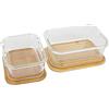 BIRAMBEAU - Utensili da cucina - Set di 2 scatole di vetro - Scatole alimentari ermetiche - coperchio in bambù - riutilizzabili