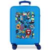 MOVOM Joumma Movom Monsters Valigia per Bambini da Cabina Rigida in ABS Bianco e Blu con Chiusura TSA e 4 Ruote - Bagaglio a Mano