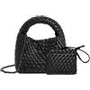 JINMANXUE Fashion Handbag For Women Woven Tote Bag Bucket Composite Bag Knitting Chain Bag Female Crossbody Shoulder Bag Shopper Purses (Black)