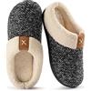 ULTRAIDEAS Pantofole Donna Invernali Schiuma di Memoria Fodera Ciabatte Donna Casa Confortevole in Lana Suole Antiscivolo per Interni ed Esterni,Nero EU 40/41