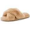 Dearfoams Jessica - Pantofola da donna in finta pelliccia con fascia incrociata, Latte, Large