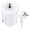 Electraline 62656 Multipresa Scrivania Grommet Presa da Incasso con 1 Presa Schuko, Diametro 54mm dotata di adattatore per foro standard 60mm, Cavo Lunghezza 2M H05VV-F, Spina Schuko