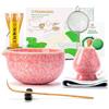 TEANAGOO Set di fruste Matcha, set da 7 pezzi, rosa, kit per cerimonia matcha, set da tè matcha per fare latte, ciotola in ceramica (chawan) con beccuccio e frusta, regalo per gli amanti del matcha