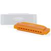 Classic Cantabile FBH-10 ON FunKids Armonica A Bocca C-Dur - Armonica Diatonica a 10 Fori in Plastica - Ance in Bronzo Fosforoso - Ideale per Bambini - Include Custodia in Plastica - Arancione
