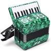 Tonysa Fisarmonica professionale Concertina a 22 tasti e 8 bassi, design e dimensioni standard internazionali per principianti (GREEN)