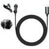 Fazvncv ZJ030MR USB C Microfono Lavalier Lapel, Clip On Omnidirezionale Condensatore Mic 20Hz-16KHz Muffs Opzionale