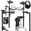 XDrum DD-460P E-Drum Kit Home Set - Batteria elettronica compatta - 25 kit e 15 brani - Mesh Heads - Set risparmio con sgabello, cuffie, bacchette e scuola - Nero