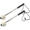 Zorveiio 2 mazzuole per grancassa, lunghezza 32 cm, in feltro di lana, bacchette per grancassa, bacchette per percussione, con manico in acciaio inossidabile, colore: beige e bianco