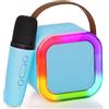 GX GARGIX Cassa Bluetooth Speaker Portatile Karaoke 1 2 Microfoni Senza Fili Effetti Voce (AZZURRO, 1 MICROFONO)