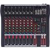 QUIOTUIR Console di Mixaggio 8 Canali con Schermo LED Bluetooth Integrato Regolabile Console di Mixaggio DJ Porta USB & Collegamento Controller DJ per KTV Casa/Campus/Matrimoni/Bar