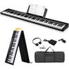 LEADZM Pianoforte digitale pieghevole a 88 tasti, pianoforte semi-ponderato, tastiera elettronica, pianoforte elettronico con doppia modalità Bluetooth, 1000 ritmi, 1000 toni e 50 demo per