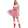 Miutii Vestito da donna natalizio con bastoncini di zucchero, vestito da donna, vestito da Babbo Natale, costume da Natale, Colore: rosso, XL