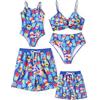 SPONGEBOB SQUAREPANTS Set di costumi da bagno abbinati per famiglie, UPF 50+, ad asciugatura rapida, abbigliamento da spiaggia per ragazze, ragazzi, donne e uomini, multicolore, Blu, Large