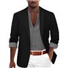 Duohropke Sakko - Giacca sportiva da uomo, con jeans, taglie grandi, blazer, moderna, per il tempo libero, per lo sport, da uomo, per il lavoro, leggera, estiva, in lino, Blu marino, 3XL