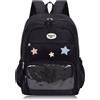 Howoodor Borsa Ita grande Zaino con inserto Carino Clear Pin Display da viaggio per Anime Cosplay Zaino per laptop 15.6in Borsa Ita con finestra Nero