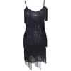 Mengyu Abiti da Ballo Donna Senza Maniche Tango Latin Jazz Paillettes Nappa Abito Vestito Nero