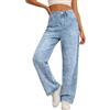 Generisch Jeans con perle, da donna, a vita alta, per il tempo libero, elasticizzati, lunghi, streetwear, pantaloni con brillantini, gamba dritta, jeans con brillantini, pantaloni da pittore
